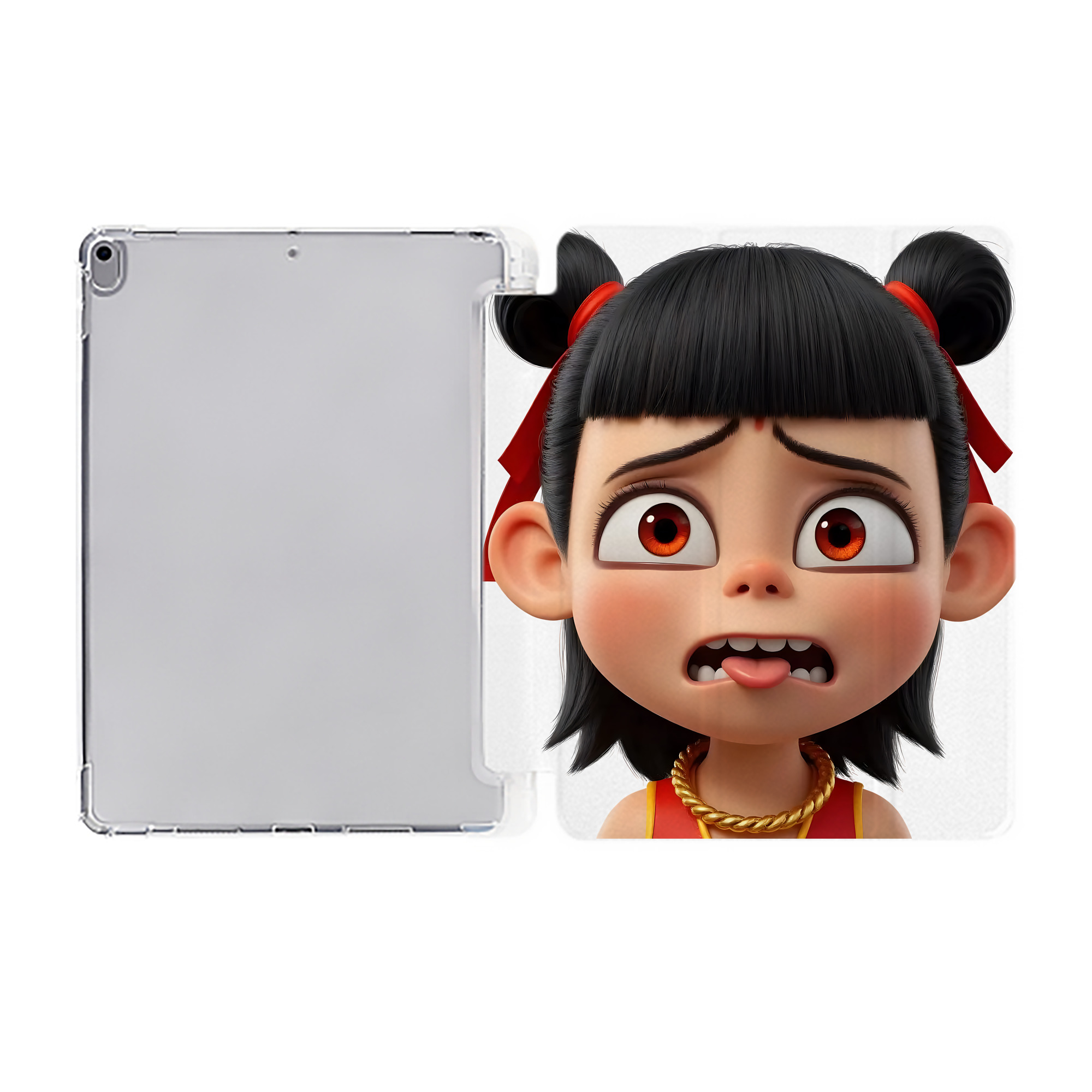 （画像用） Ne Zha 2 ナタ 魔童の大暴れ IPad ケース ペン収納付き 三つ折りスタンド PUレザー×シリコン 対応機種9.5/10.5/10.9インチ